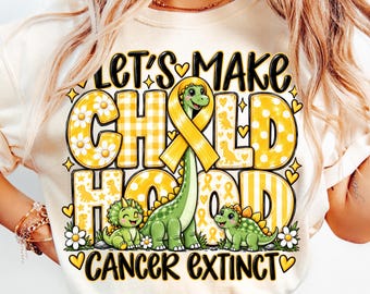 Childhood Cancer PNG: Gold Ribbon Dinosaur Extinct Awareness Fighter Support Design (Digital Download)