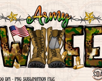 Army Wife Camo PNG: Western Boots Sublimation Design (Digital Download)