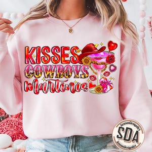 Kisses, Cowboys & Martinis PNG-Digital Download-Happy Valentines Day png,Western Sublimation, Western png,Cowboy Valentine png,Trendy png