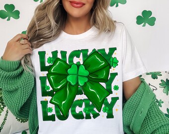 Lucky Png, St Patricks Day Png, Lucky Png, Checkered Letters Png, Shamrock Png, St Pattys Design, Retro St Patricks Png, Trendy Png