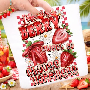 Preppy Life is Berry Sweet Strawberry, Coquette Summer Png, Retro Summer Png, Beach Png, Hello Summer Png, Summer Checkered, Summer Cherry