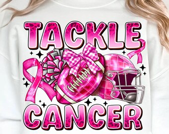 Football Tackle Cancer PNG: Pink Ribbon Breast Cancer Awareness (Digital Download)