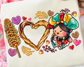 I Love U Conchas Elotes Churros PNG, Happy Valentine's Day PNG , Mexican Valentine Png, Mexican Bread Png, Valentine Gift PNG Sublimation