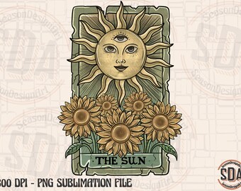 Sun and Moon Tarot Card PNG: Sublimation Design (Digital Download)