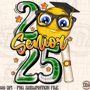Senior 2025 PNG, Retro Graduation PNG, Sublimation Design, Digital Download Png, Class of 2025 png, High school Senior Shirt Design