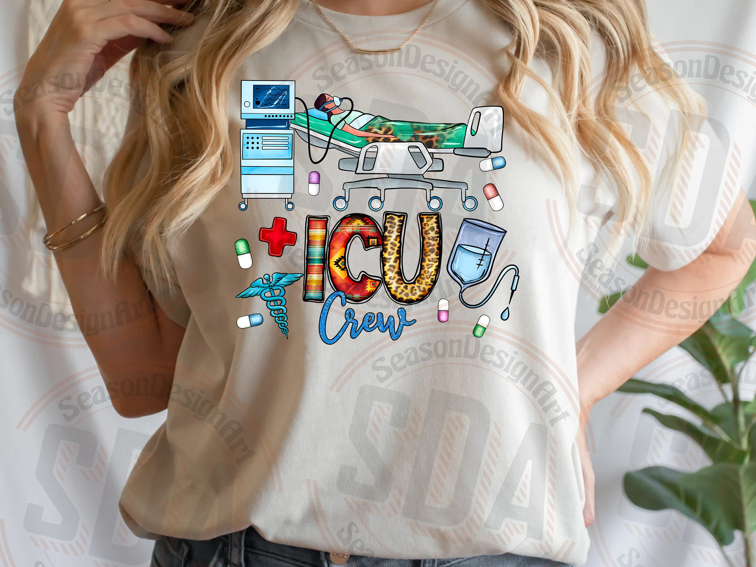 ICU Crew Nurse PNG: Leopard Lettering Sublimation Design (digital ...
