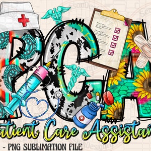 PCA Patient Care Assistant png sublimation design download, Medical png, Nurse png, western PCA png, sublimate designs download