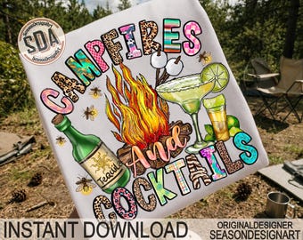 Campfires and cocktails Png, Camping Png, Camping Life Png, Camping Png, Trendy Outdoor Png, Funny Camper Quote Png, Digital Download