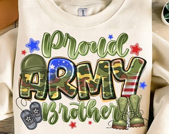 Proud Army Brother PNG: Military Family Sublimation (Digital Download)