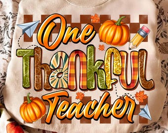 Fall Teacher Thanksgiving PNG: Preppy Checkered Design (Digital Download)