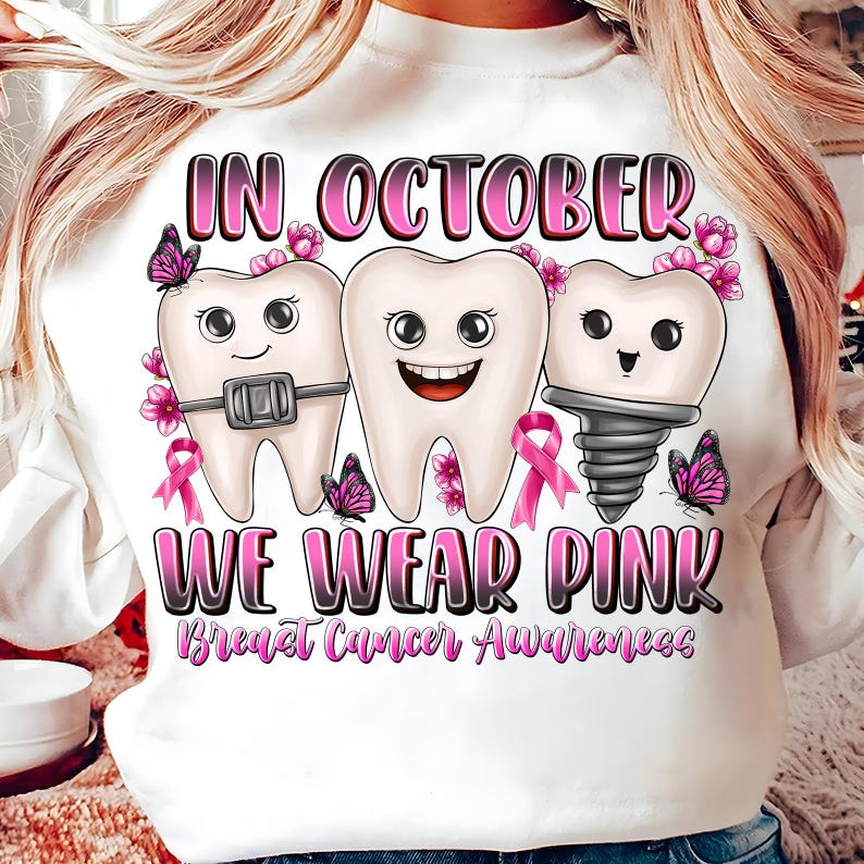 Pink Ribbon Tooth PNG: Breast Cancer Awareness, Dental Squad (digital ...