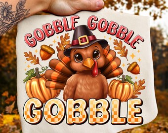 Thanksgiving Gobble Coquette PNG, Turkey Thanksgiving Sublimation Design Png, Preppy Fall Dtf Dtg Design Digital Download