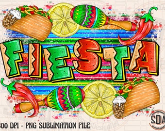Fiesta Taco PNG: Mexican Festival Sublimation Design (Digital Download)