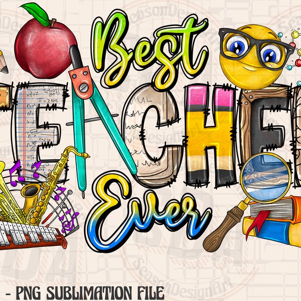 Best Teacher Ever Png Sublimation Design Download, Teacher's Day Png, Western Teacher Png, Teacher Life Png, Digital Download, School Design
