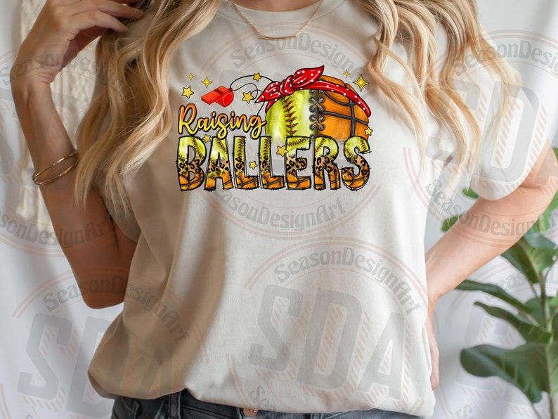 Raising Ballers PNG: Softball Basketball Sublimation Design (digital ...