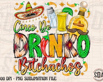 Cinco De Mayo Drinko PNG: Fiesta Sublimation Design (Digital Download)
