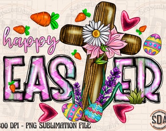Happy Easter Cross Png, Happy Easter With Cross Png Sublimation Design, Easter Day Png, Easter Sublimation,Easter Cross Png,Jesus Christ Png