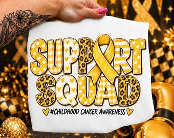 Support Squad Png, Childhood Awareness Shirt, In September We Wear Gold Png, Childhood Cancer Support Png, Gold Ribbon