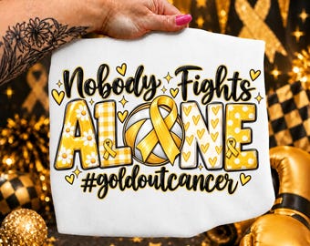 Childhood Cancer PNG, Gold Out Volleyball, Volleyball Cancer PNG, Gold Ribbon PNG, Childhood Cancer Awareness, Nobody Fights Alone