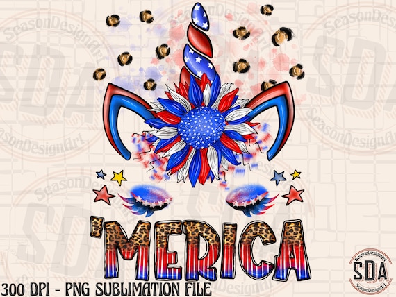 4th of July Unicorn PNG: Merica Sublimation Design (Digital Download)