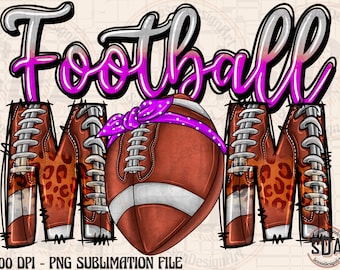 Leopard Football Mom PNG: Game Day Sublimation Design (Digital Download)