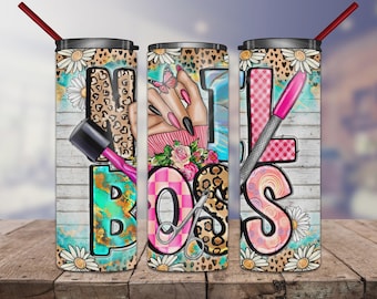 Nail Boss Tumbler Png, Nail Tumbler, 20oz Skinny Tumbler Sublimation Designs, Nail Hustler Design, Nail Elements Tumbler, Nail Boss