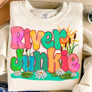 River Junkie Png, Retro River Life Png Sublimation T-Shirt Print, Summer River Days Vacation Png, River Vibes Png, Funny River Sayings Png