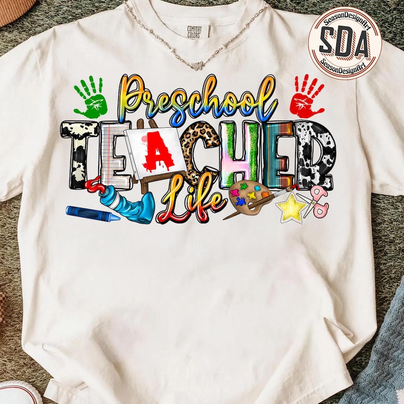 Preschool Teacher Life Png, Preschool Teacher Png, Kindergarten Teacher Png, Back To School Png, Teacher Shirt Design, Digital Download image 2