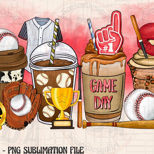 Baseball Coffee Cups Png, Sublimation Design, Baseball Png, Sport Png, Coffee Cups Png, Baseball Coffee Png, Game Day Png, Digital Download