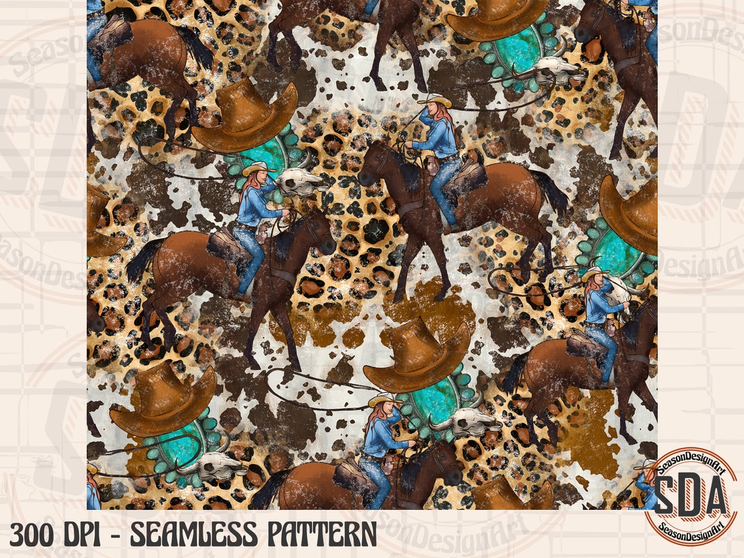 Cowgirl Pattern Png, Rodeo Life Cowboy Cowgirl Patterns, Sublimation
