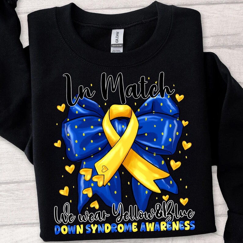 Down Syndrome Awareness PNG: Yellow Blue Ribbon Sublimation (digital ...