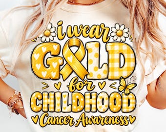 I Wear Gold PNG, Childhood Cancer Png, Childhood Cancer Awareness, Gold Ribbon Png, September Gold Png, Go Gold Png