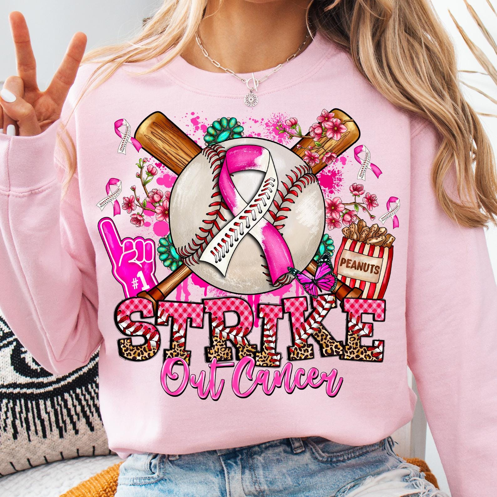 Pink Ribbon Baseball PNG: Strike Out Breast Cancer (digital Download ...