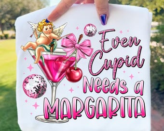Even Cupid Needs a Margarita PNG, Retro Valentine, Funny Vday (Digital Download)