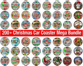 Christmas Car Coaster Png Bundle, Car Coaster, Christmas Car Coaster, Christmas Car Coasters, Car Coaster Sublimation Designs, Christmas Png