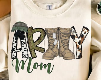 Army Mom PNG: Patriotic Military Family Shirt Design (Digital Download