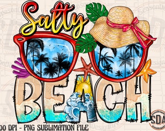 Salty Beach Sunglasses PNG: Summer Sublimation Design (Digital Download)