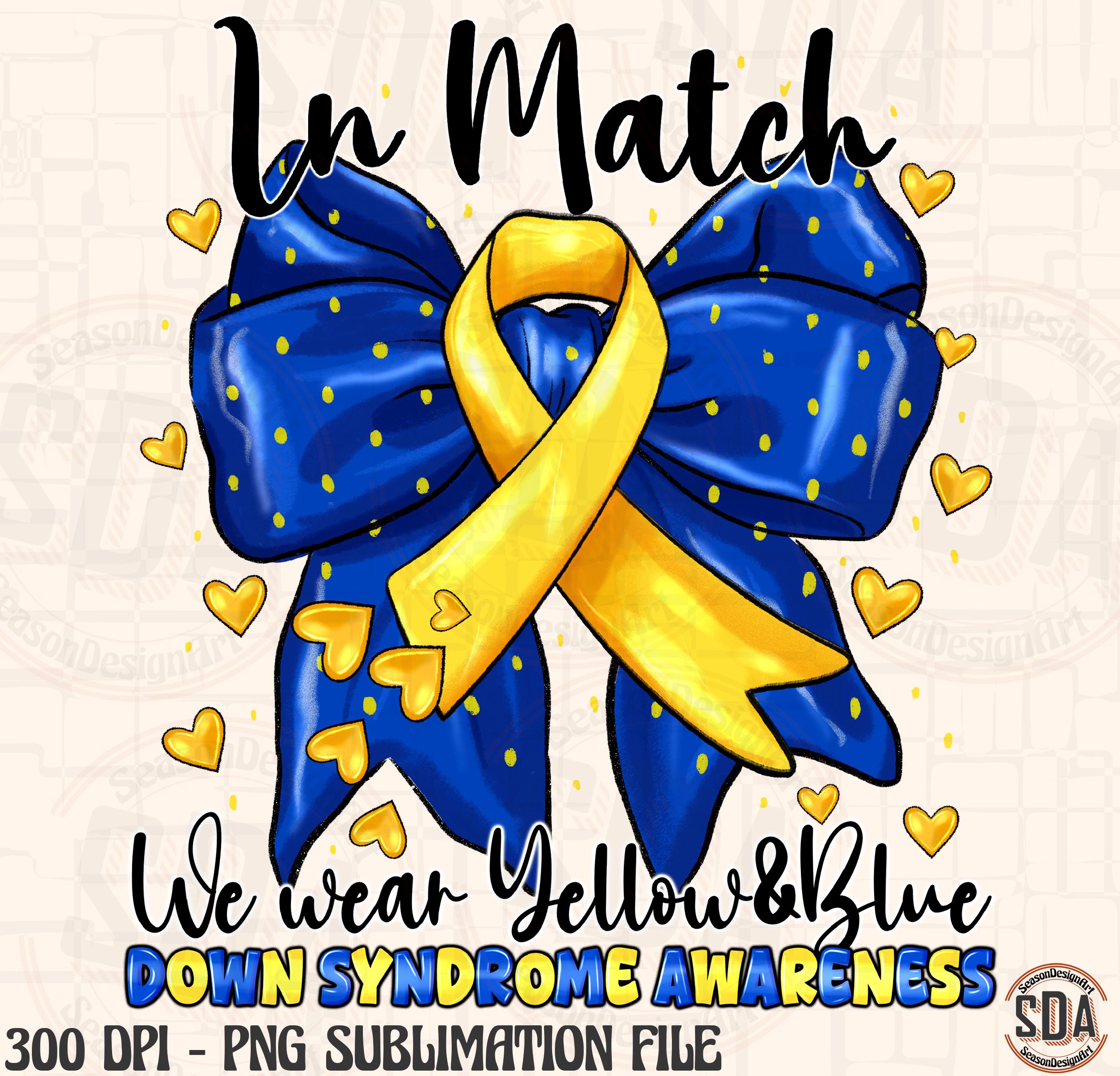Down Syndrome Awareness PNG: Yellow Blue Ribbon Sublimation (digital ...