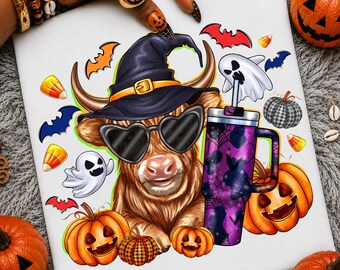 Halloween Highland Cow Png, Moo I Mean Boo Png, Funny Fall Pumpkin Cow Png, Trendy Cute Highland Cow Shirt Design, Digital Download