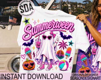 Summerween png, Spooky Ghost Png, Halloween cocktail summer png, summer Shirt png, Ghost funny, Funny summer Halloween Png, girly Summer png