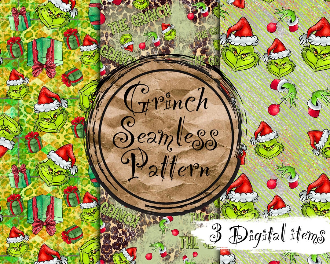 Grinch Seamless Pattern, Christmas Seamless Pattern, Grinch Digital