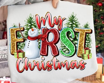 Baby's First Christmas Clipart: Snowman Design (PNG Digital Download)