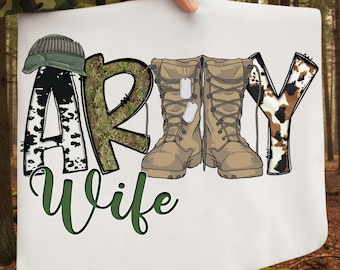 Army Wife Boots PNG: Military Family Digital Download