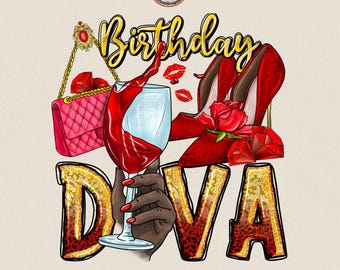 Birthday DIVA Png, Birthday Queen Png, Birthday Design, Birthday Sublimation, Birthday Girl png,  Sublimation Design (Digital Download)