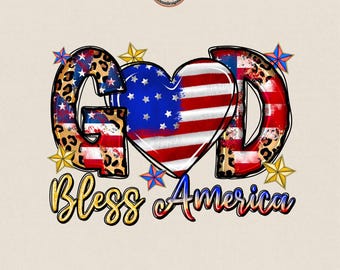 God Bless America Png, Fourth of July Patriotic Png,American Flag Stars Stripes Design, Memorial Day Shirt Sublimation, (Digital Download)