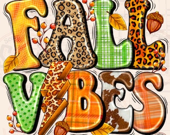 Fall Vibes Pumpkins PNG: Autumn Sublimation Design (Digital Download)