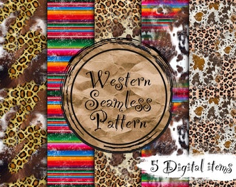 Leopard & Cowhide Seamless Pattern PNG Bundle (Digital Download)