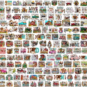 May include: A collage of graphic designs with farm themes, including animals and text. Designs feature cows, pigs, and tractors, with phrases such as "Farm Fresh" and "Crazy Heifer". The color scheme incorporates reds, greens, and browns.