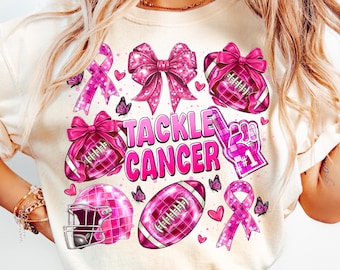 Football Tackle Cancer PNG: Pink Ribbon Breast Cancer Awareness (Digital Download