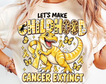 Childhood Cancer PNG: Gold Ribbon Dinosaur Extinct Awareness Fighter Support Design (Digital Download)